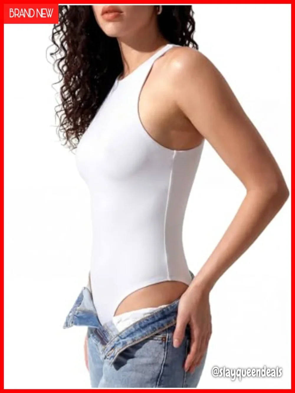 Women’s Sleeveless Racer Back Halter Bodysuit Tank Top